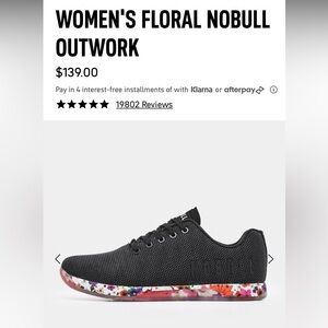 Nobull womens Outwork Training shoes -Black Daisy 6.5
